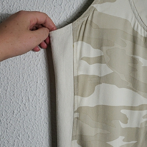 Splendid Midi Camo Twill Tank Dress Beige Cream Stretch Buttons Casual Normcore - Picture 5 of 11